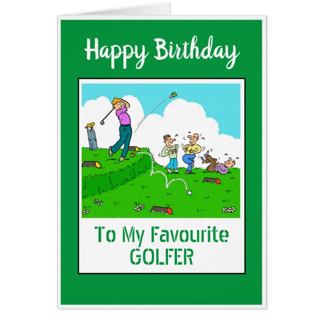 Grattis på födelsedagen Golfare Hälsningskort (Framsidan)
