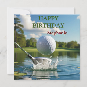 Grattis på födelsedagen Golfing Boll Hittande Vatt Kort