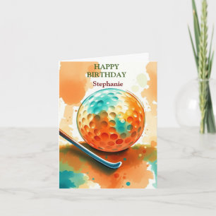 Grattis på födelsedagen Golfing Boll Hittande Vatt Kort
