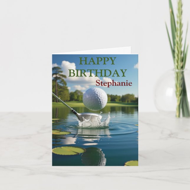 Grattis på födelsedagen Golfing Boll Hittande Vatt Kort (Framsida)