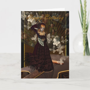 grattis på födelsedagen Gothic Girl med guitar spa Kort