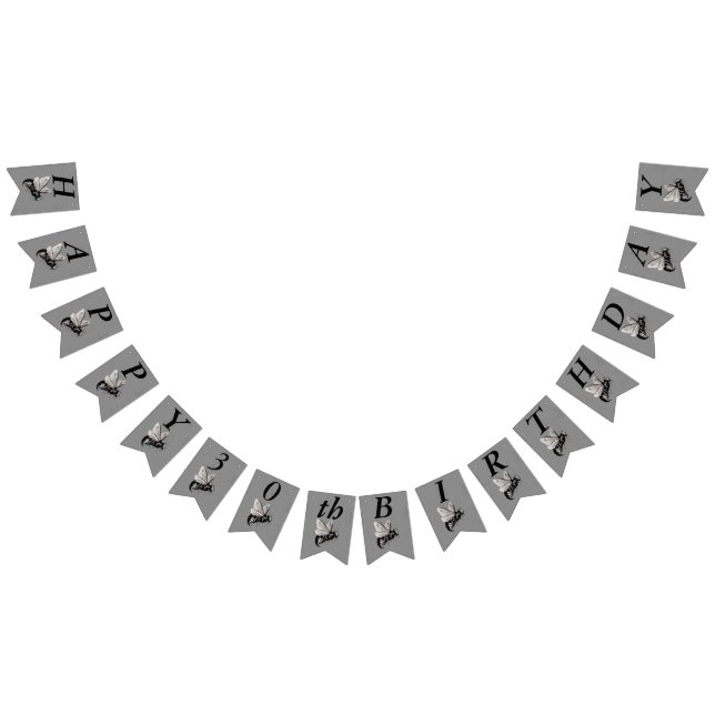 Grattis på födelsedagen Gothic Large Bee Skull Vin Vimplar (Alla)