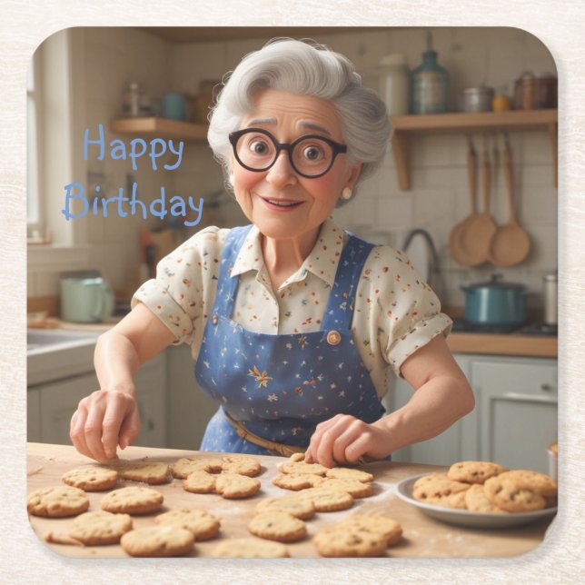 Grattis på födelsedagen Gramma Underlägg Papper Kvadrat (Framsidan)