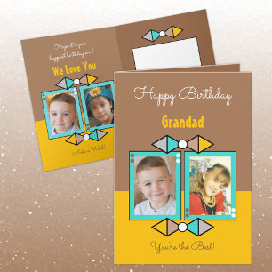 Grattis på födelsedagen Grandad-foton bruna och gu Kort