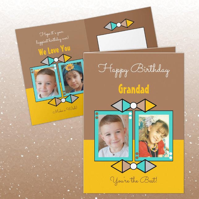 Grattis på födelsedagen Grandad-foton bruna och gu Kort (Skapare uppladdad)