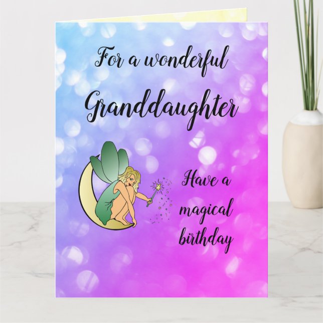 Grattis på födelsedagen Granddotter Fairy Design Kort (Framsida)