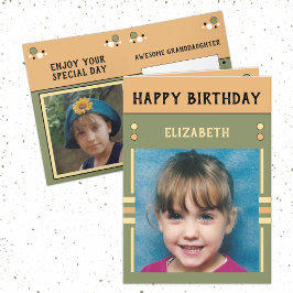 Grattis på födelsedagen Granddotters namn fotogrön Kort