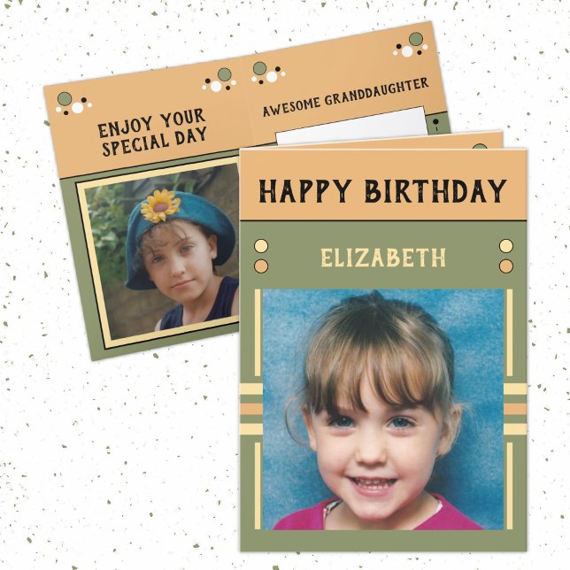 Grattis på födelsedagen Granddotters namn fotogrön Kort (Skapare uppladdad)