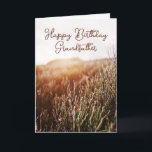 Grattis på födelsedagen Grandfather - Rustic Birth Helgkort<br><div class="desc">Anpassningsbarnas födelsedagskort med strålande solnedgångsfoto med "Grattis på födelsedagen Grandfather" i skripttypografi. Färgad insida och tillbaka. Tillgänglig även för omedelbar nedladdning för att enkelt  med vänner och familj.</div>