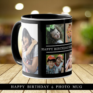 Grattis på födelsedagen Grandma 6 Photo Collage Bl Mugg