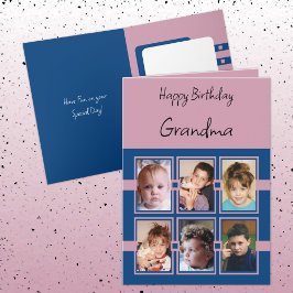 Grattis på födelsedagen Grandma add 6 foton blue r Kort
