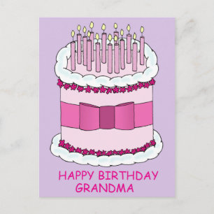 Grattis på födelsedagen Grandma Cake med Candles Vykort