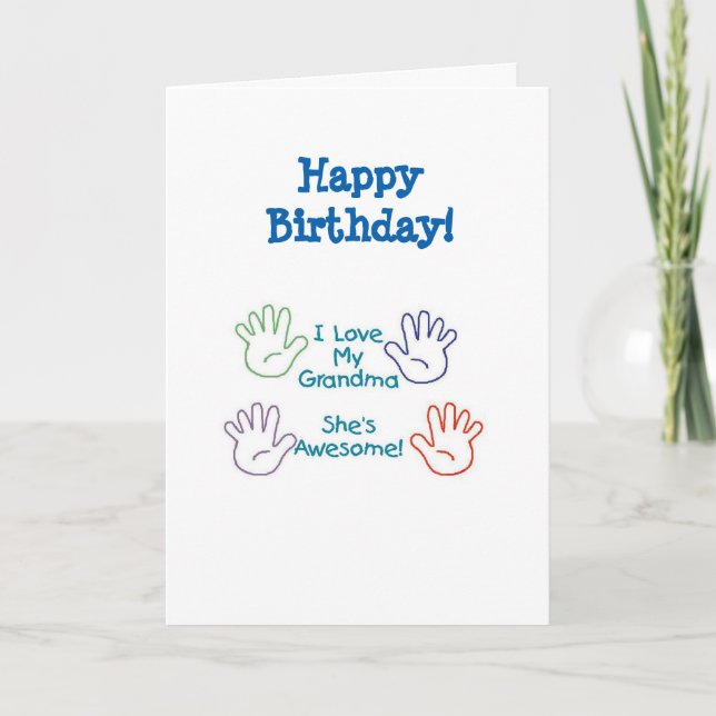 Grattis på födelsedagen Grandma - Händer Card Kort (Framsida)