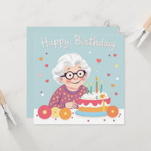 Grattis på födelsedagen Grandma Hearts & Cake Past Kort