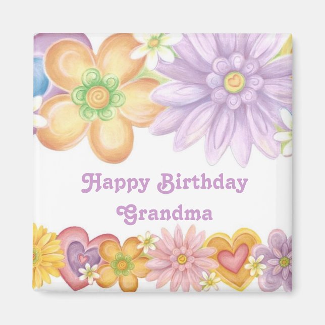 Grattis på födelsedagen Grandma Magnet (Framsidan)
