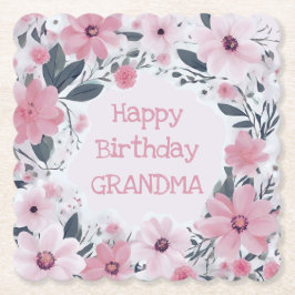 Grattis på födelsedagen Grandma Pastel Rosa Flower Underlägg Papper