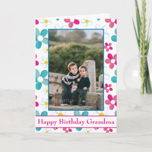 Grattis på födelsedagen Grandma Photo Blommigt - b Kort
