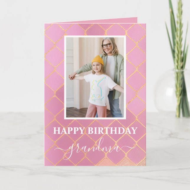 Grattis på födelsedagen Grandma Photo Card Inbjudan (Framsida)