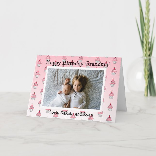 Grattis på födelsedagen Grandma Photo Card Kort (Framsida)