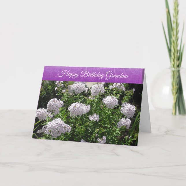 Grattis på födelsedagen Grandma White och Lila blo Kort (Framsida)