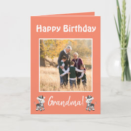 Grattis på födelsedagen Grandma Zebra Theme Photo Helgkort