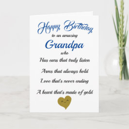 Grattis på födelsedagen Grandpa Blue Black Typogra Kort