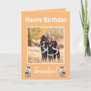 Grattis på födelsedagen Grandpa Zebra Theme Photo Helgkort