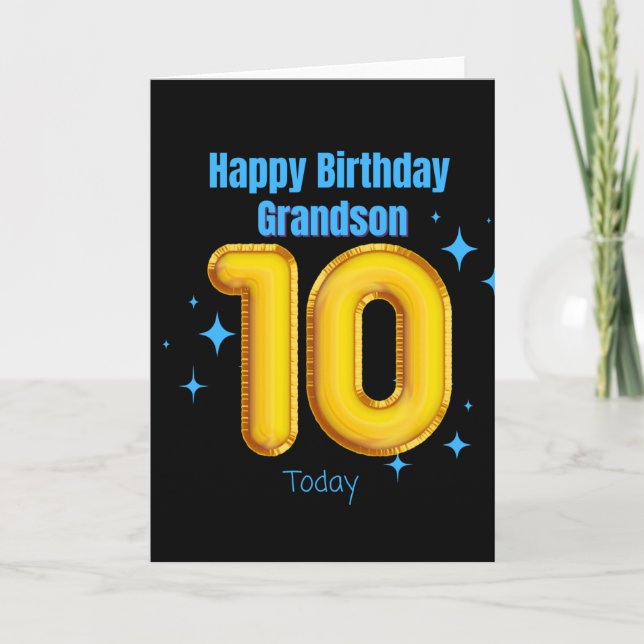 Grattis på födelsedagen Grandson - 10 i dag Kort (Framsida)