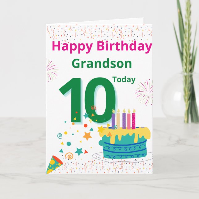Grattis på födelsedagen Grandson - 10 i dag Kort (Framsida)