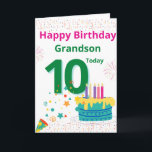 Grattis på födelsedagen Grandson - 10 i dag Kort<br><div class="desc">Ett underbart kort till din morson på hans tioårsdag.</div>