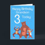 Grattis på födelsedagen Grandson - 3 idag Kort<br><div class="desc">Ett sött födelsedagskort för din morson på hans speciella 3-årsdag.</div>