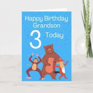 Grattis på födelsedagen Grandson - 3 idag Kort