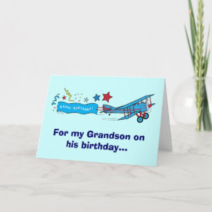 Grattis på födelsedagen Grandson Airplane Kort