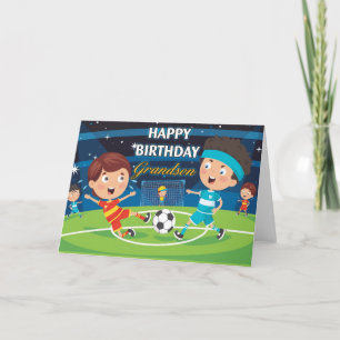 Grattis på födelsedagen Grandson Football Card Kort