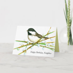 Grattis på födelsedagen granne Chickadee Bird Kort