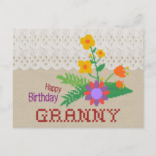 Grattis på födelsedagen Granny CC0683 Handicraft P Vykort