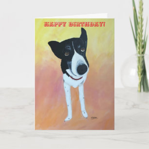 Grattis på födelsedagen, Gräns Collie Hund Paintin Kort
