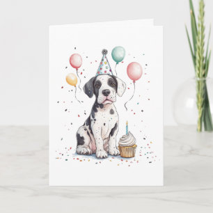 Grattis på födelsedagen Great Dane Valp Cupcake Kort