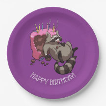 Grattis på födelsedagen Greedy Raccoon Cake Teckna