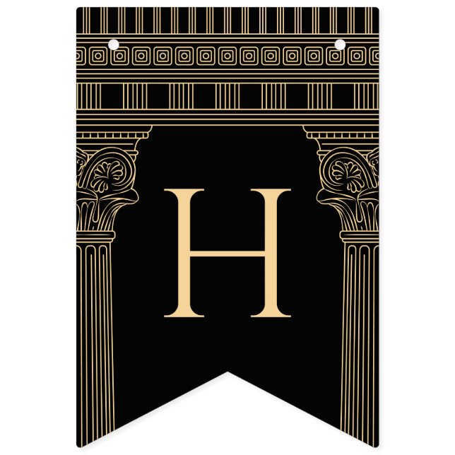 Grattis på födelsedagen grekiska tempel med anpass vimplar (Andra flaggan)