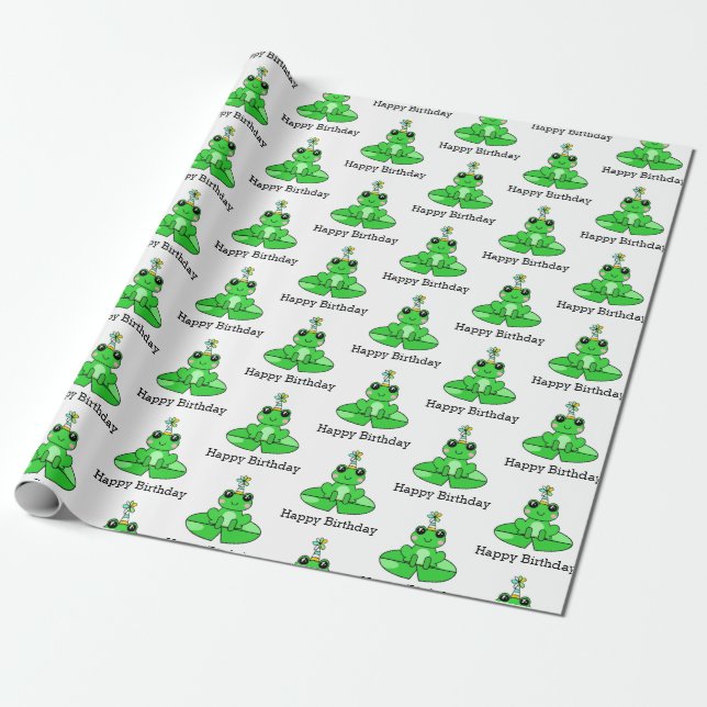 Grattis på födelsedagen Groda  Presentpapper (Utrullad)