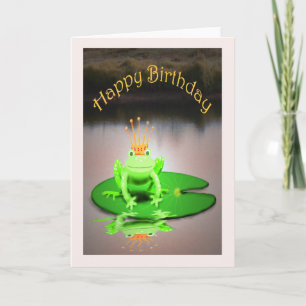 Grattis på födelsedagen grön groda som ha på sig kort
