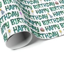Grattis på födelsedagen Grön Mörk Text Mönster