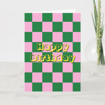 Grattis på födelsedagen, grön, rosa och gul citat
