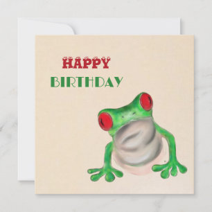 Grattis på födelsedagen Grönt Frog Hälsning Kort