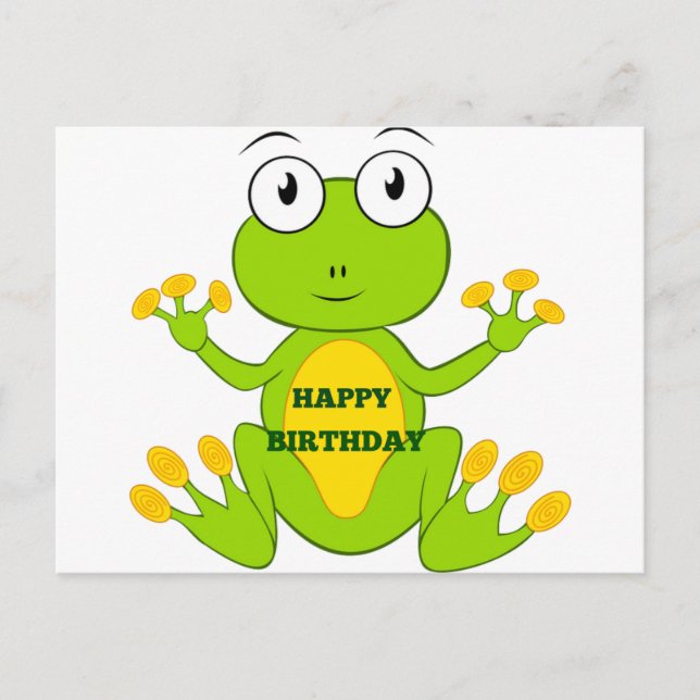 Grattis på födelsedagen Grönt Frog Vykort (Framsida)