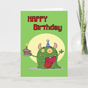 Grattis på födelsedagen Grönt Monster Kort