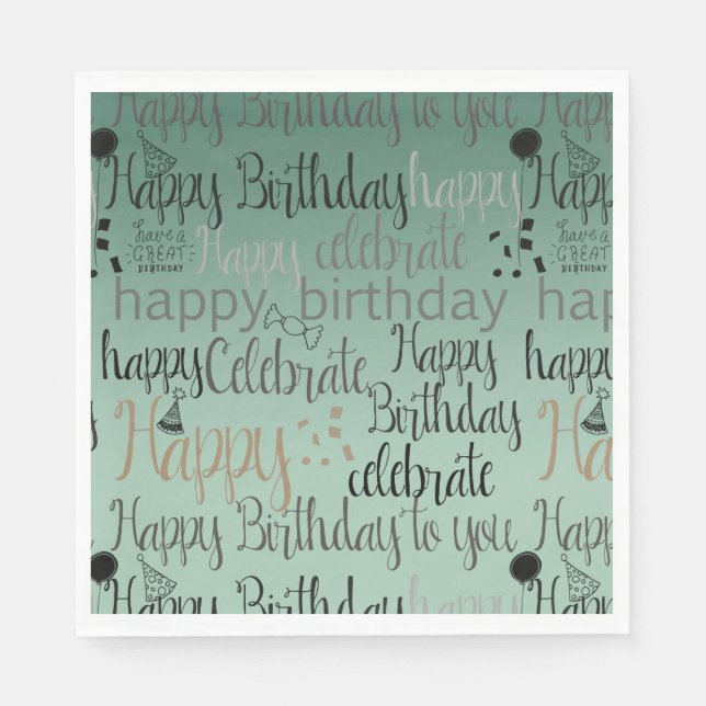 Grattis på födelsedagen Grönt Pappersservett (Framsidan)