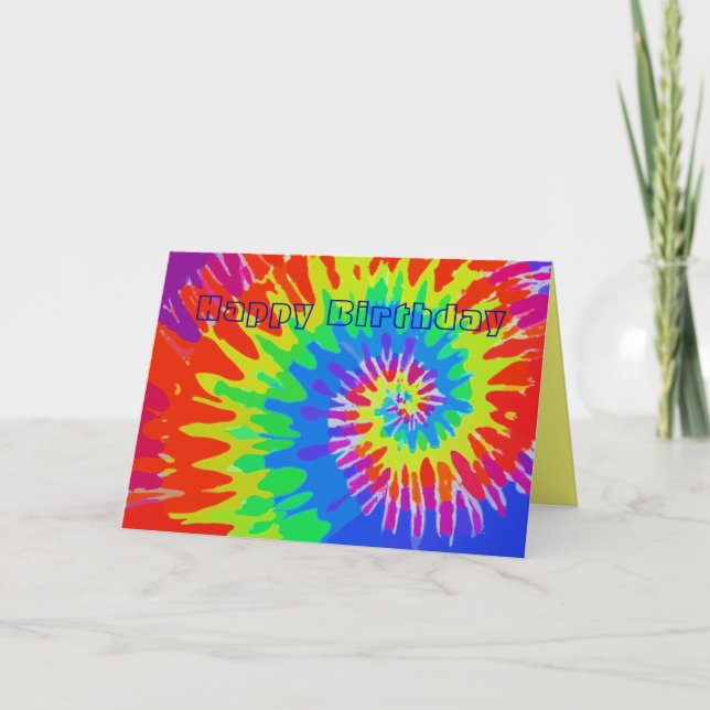 Grattis på födelsedagen Groovy Tie-Dye Card Kort (Framsida)