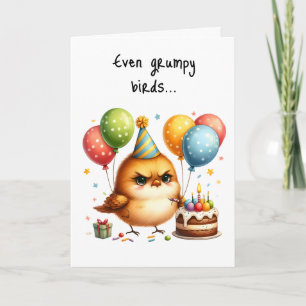 Grattis på födelsedagen Grumpy Bird Cake Candles P Kort